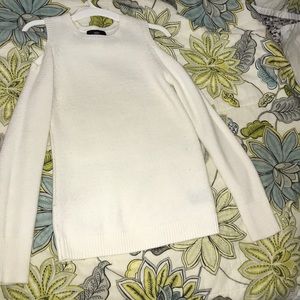 Off the shoulder white knit top